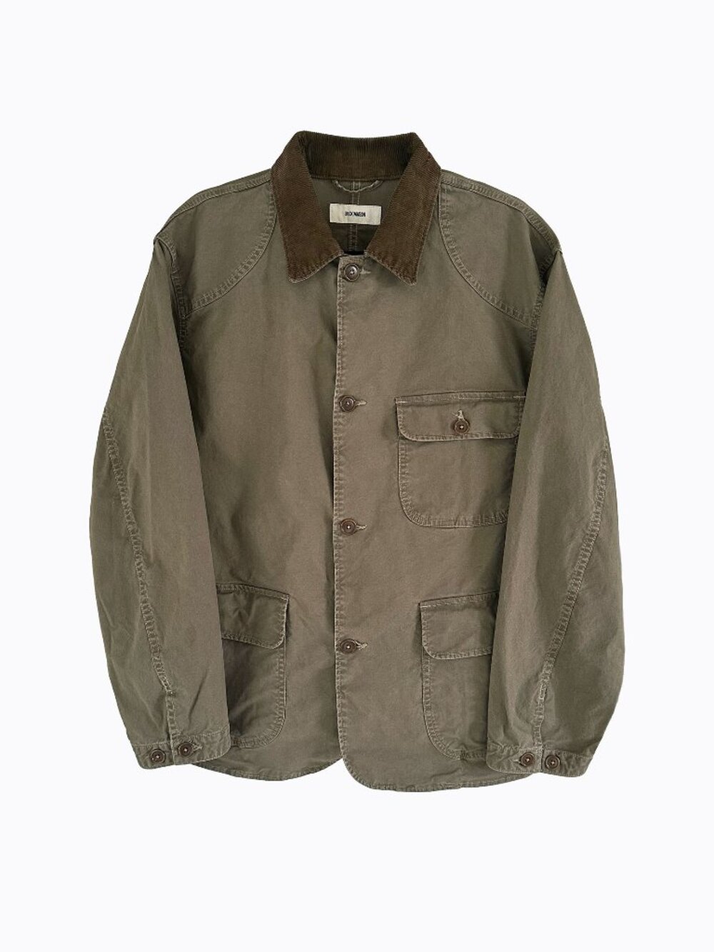 Buck Mason Craftsman Canvas Field Jacket XL Olive Green Corduroy Chore Coat Men